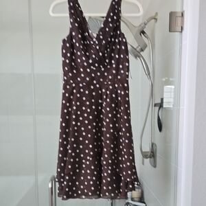 White House Black Market Brown Polka Dot Midi Dress